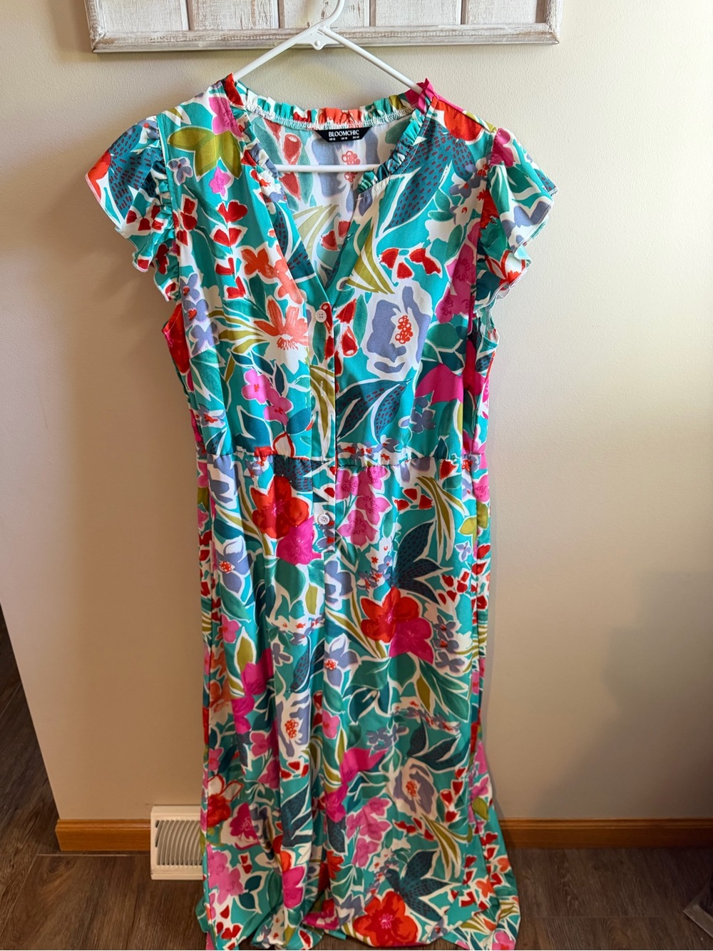 BloomChic Teal Multicolor Floral Jumpsuit Romper
